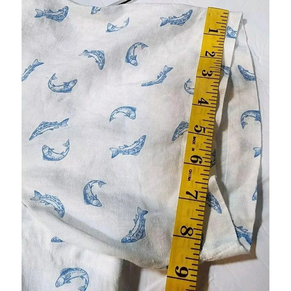 Cremieux Collection Shirt Men Button Down White Fish Print Short Sleeve  Casual - Picture 8 of 14